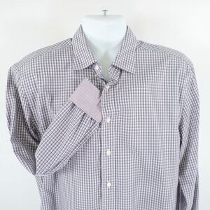 Jos A Bank‎ Reserve Tailored Fit Large White Gray Pink Check Flip Cuff Shirt